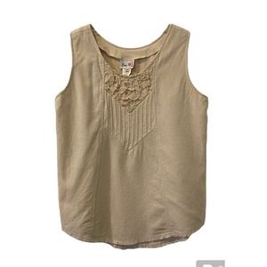 Vintage Lim’s Silk L& Lace Top Sleeveless Tan Color Size Small